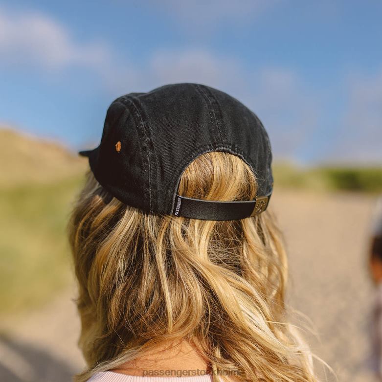 Passenger fixie återvunnen bomull 5 panel keps blekt svart D422J1063 blekt svart