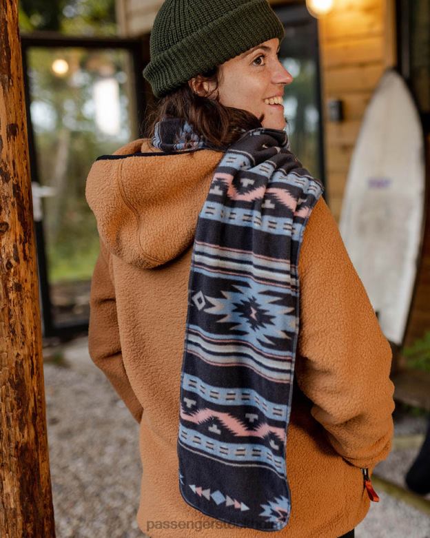 Passenger lägereld återvunnen polar fleece halsduk djup marin vintage geo D422J1092 djup marin vintage geo