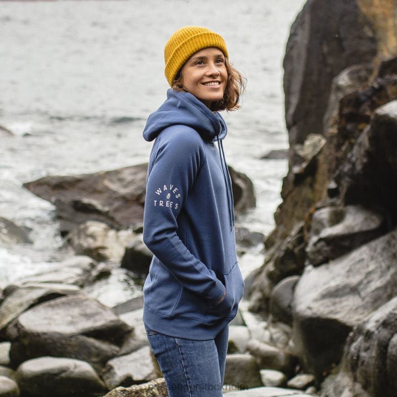 Passenger big leaf återvunnen hoodie mörk denim D422J746 mörk denim