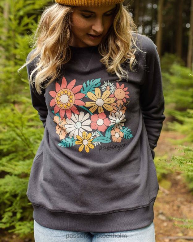 Passenger blommig bloom återvunnen bomull oversized sweatshirt kol D422J719 träkol