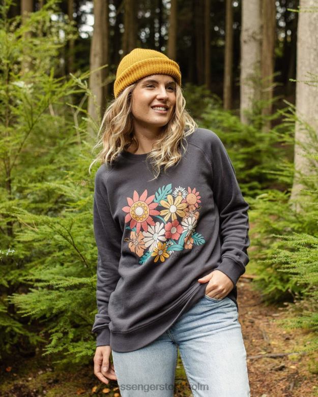Passenger blommig bloom återvunnen bomull oversized sweatshirt kol D422J719 träkol