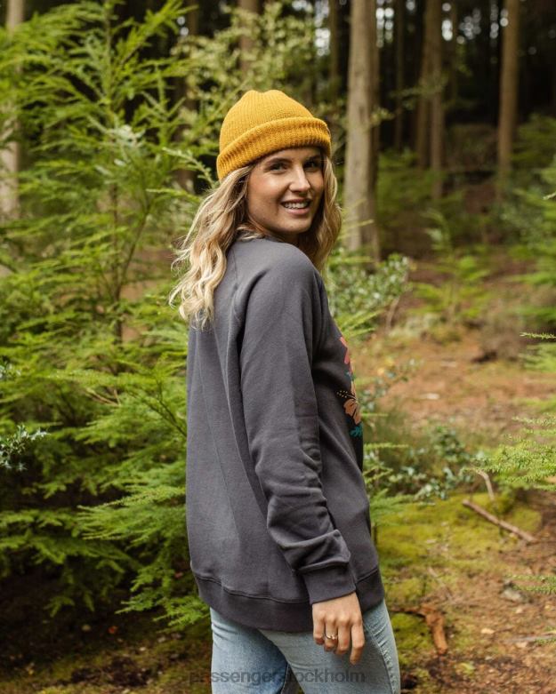Passenger blommig bloom återvunnen bomull oversized sweatshirt kol D422J719 träkol