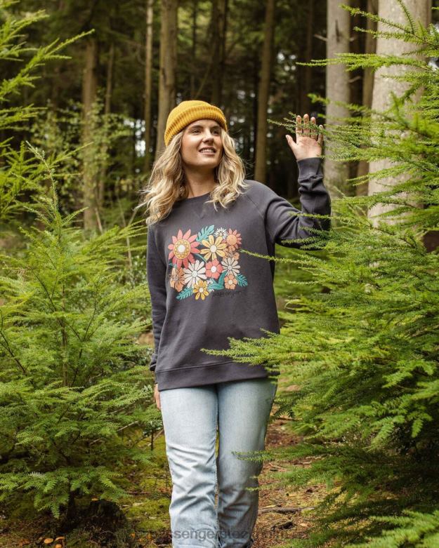 Passenger blommig bloom återvunnen bomull oversized sweatshirt kol D422J719 träkol