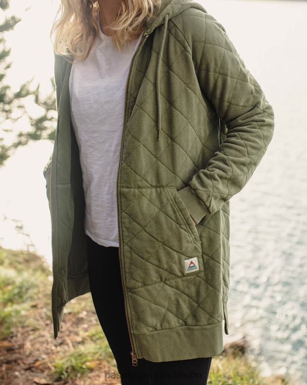 Passenger getaway återvunnen bomull quiltad huvtröja med hel dragkedja khaki D422J704 kaki