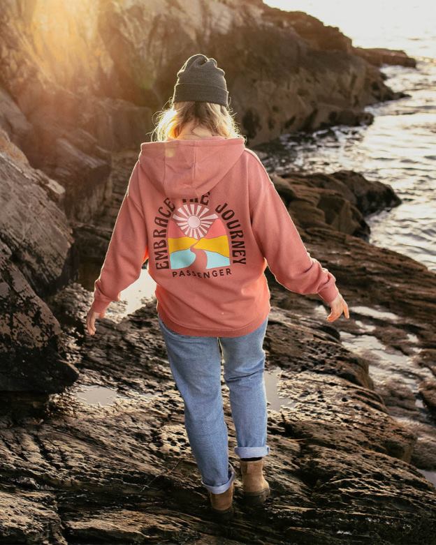 Passenger omfamna resan återvunnen bomull oversized hoodie rosa mahogony D422J717 rosa mahogony