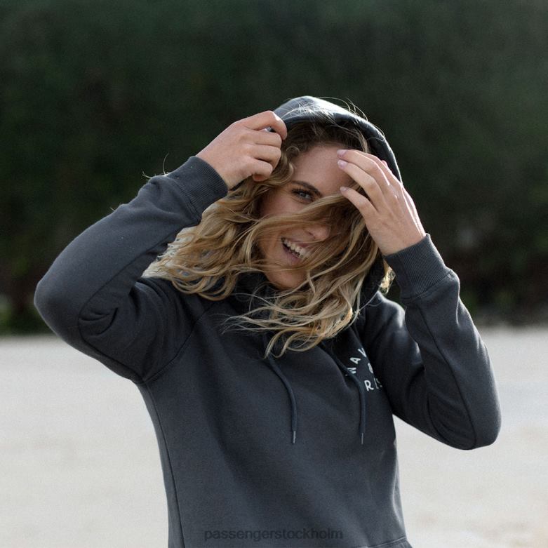 Passenger penida återvunnen hoodie blekt svart D422J747 blekt svart