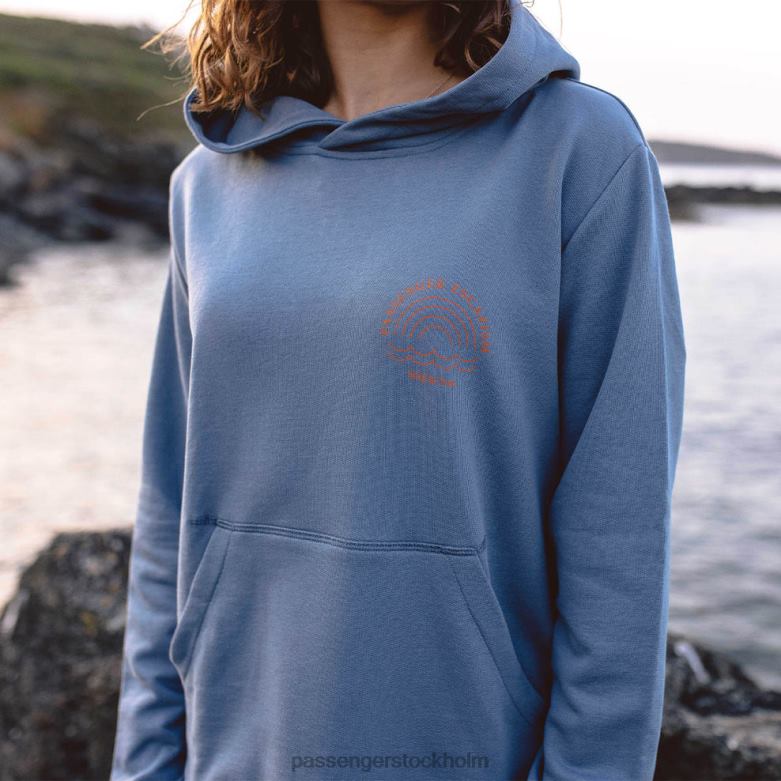 Passenger regnbåge återvunnen bomull hoodie sten blå D422J745 stenblå
