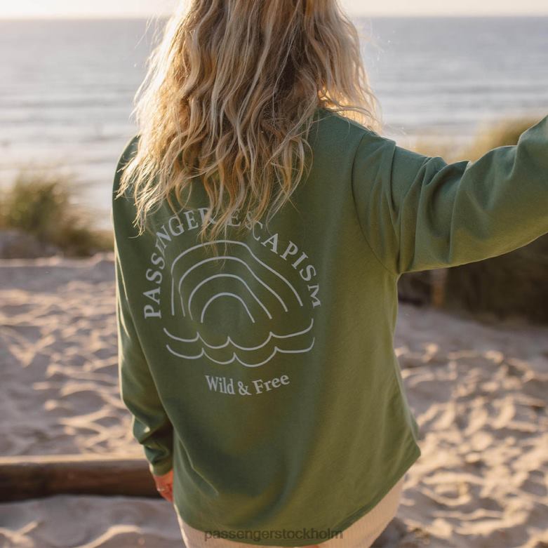 Passenger regnbåge återvunnen bomull oversized sweatshirt mörk murgröna D422J707 mörk murgröna