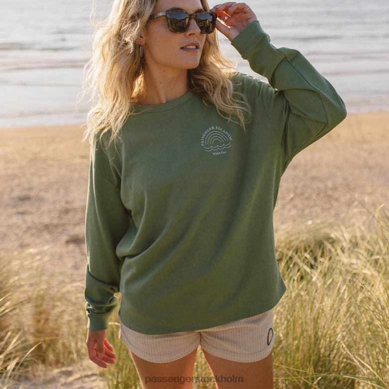 Passenger regnbåge återvunnen bomull oversized sweatshirt mörk murgröna D422J707 mörk murgröna