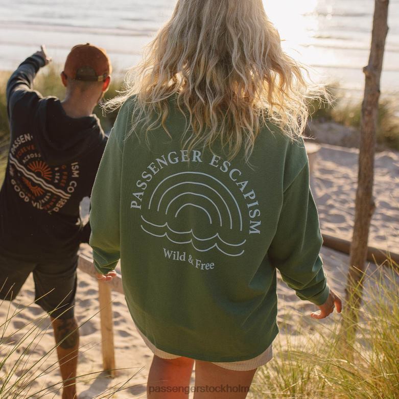 Passenger regnbåge återvunnen bomull oversized sweatshirt mörk murgröna D422J707 mörk murgröna