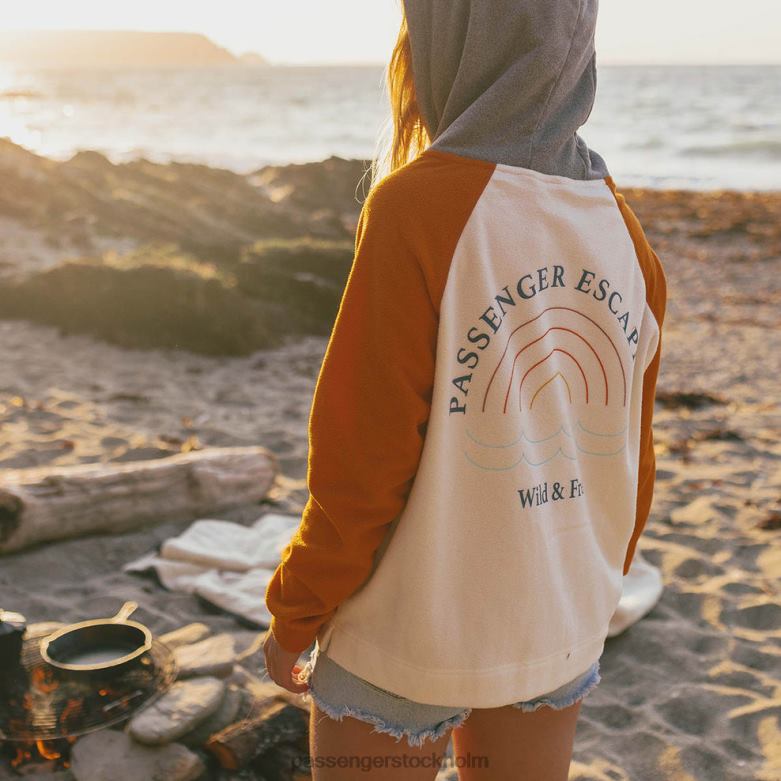Passenger regnbåge återvunnen polar fleece hoodie egret D422J693 hägrar