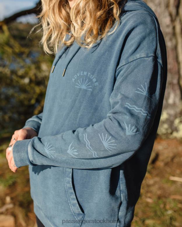 Passenger roamers and seekers återvunnen bomull oversized hoodie mörk denim D422J711 mörk denim