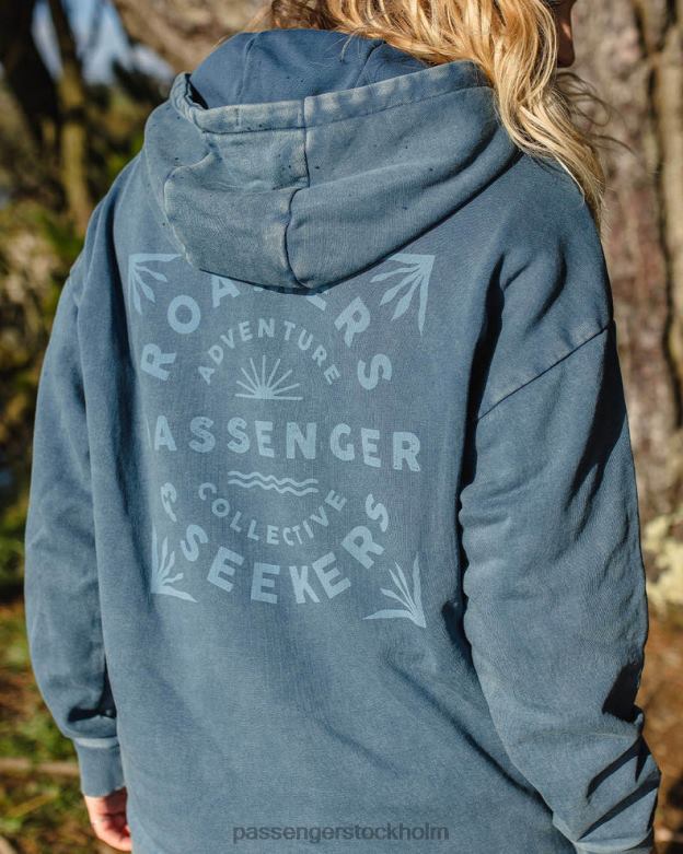 Passenger roamers and seekers återvunnen bomull oversized hoodie mörk denim D422J711 mörk denim