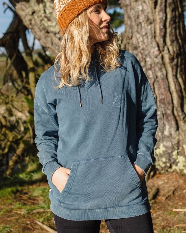 Passenger roamers and seekers återvunnen bomull oversized hoodie mörk denim D422J711 mörk denim