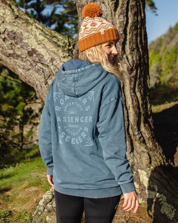 Passenger roamers and seekers återvunnen bomull oversized hoodie mörk denim D422J711 mörk denim