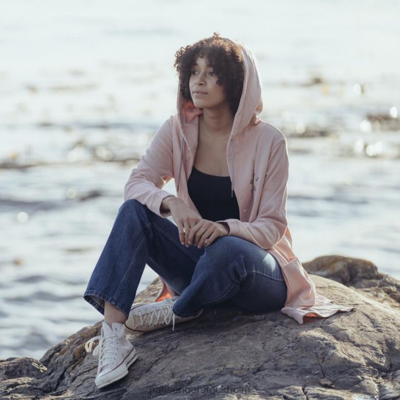 Passenger tändande hampa hoodie med öppen front peachy rosa D422J761 persikorosa