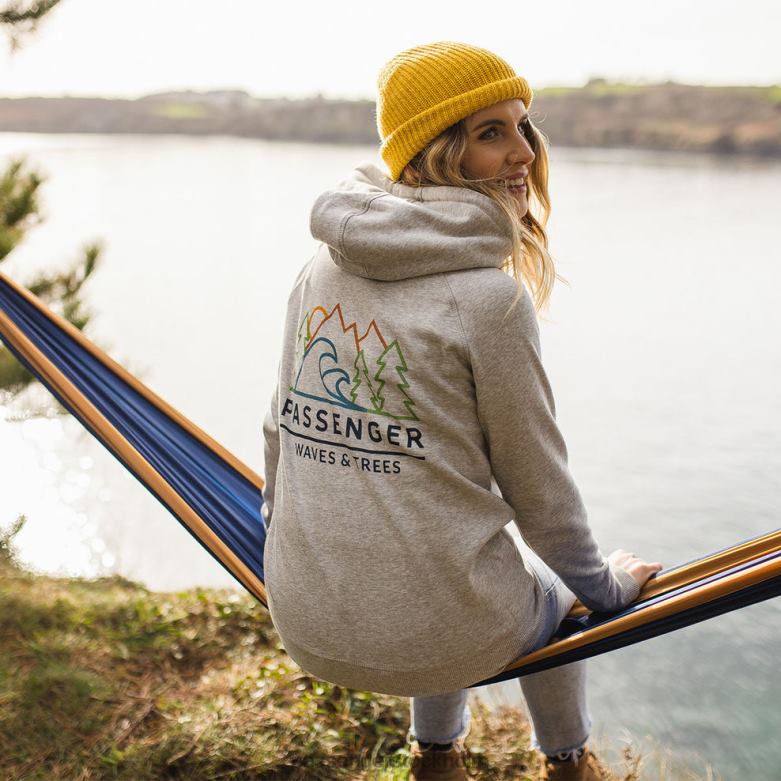 Passenger toba återvunnen hoodie grå märgel D422J759 grå märgel