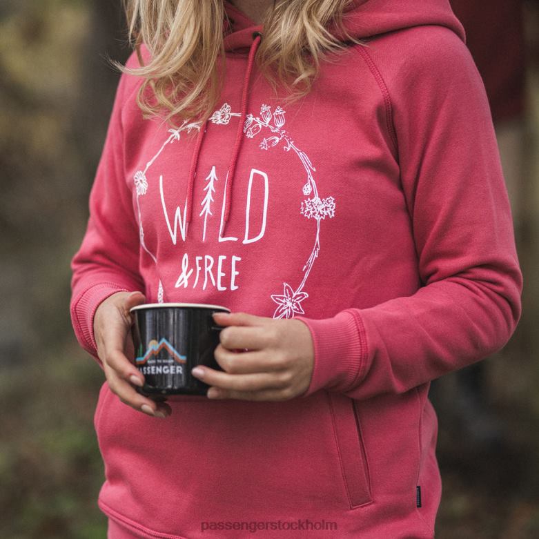 Passenger vild & gratis återvunnen hoodie ros D422J748 reste sig