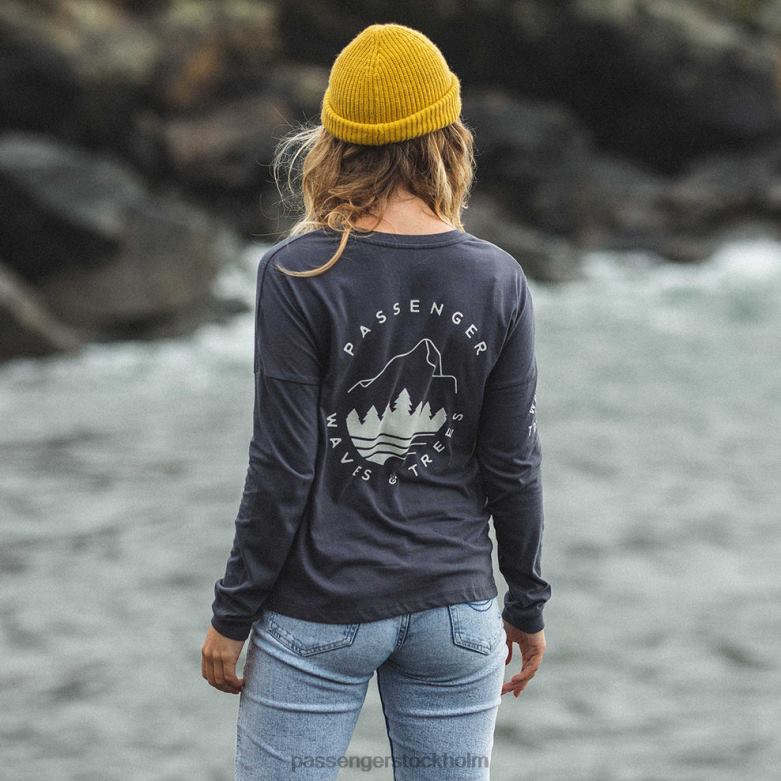Passenger big leaf återvunnen ls t-shirt blekt svart D422J884 blekt svart