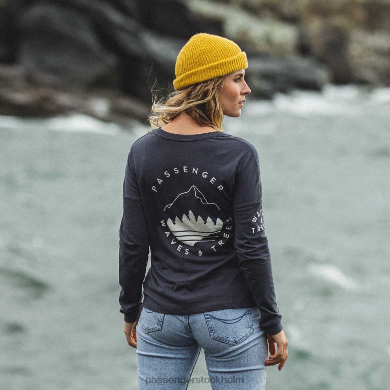 Passenger big leaf återvunnen ls t-shirt blekt svart D422J884 blekt svart