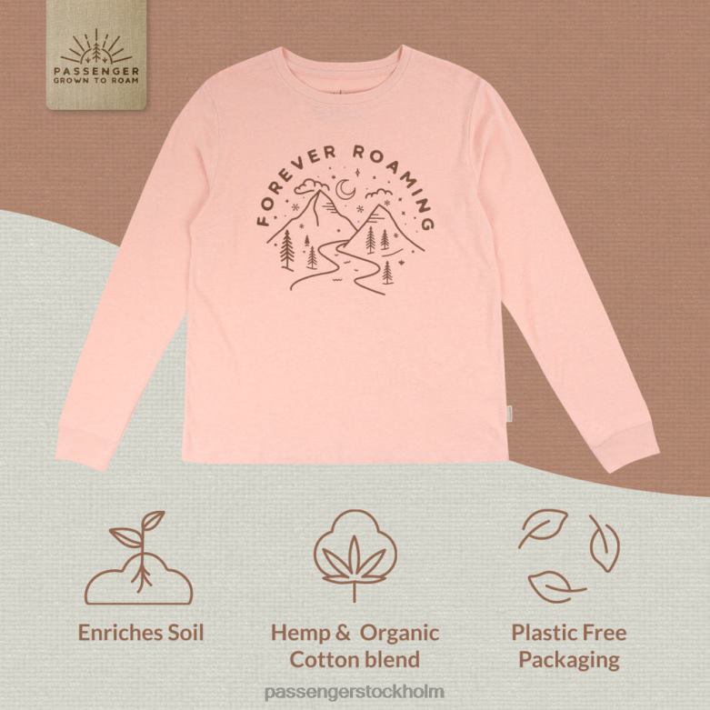 Passenger forever roaming hampa ls t-shirt peachy rosa D422J898 persikorosa