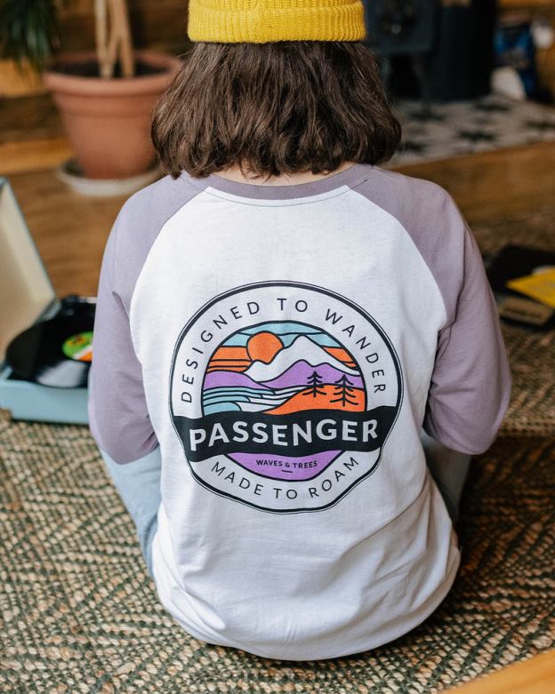 Passenger wilds återvunnen bomull oversized ls t-shirt dammig lila D422J872 dammig lila