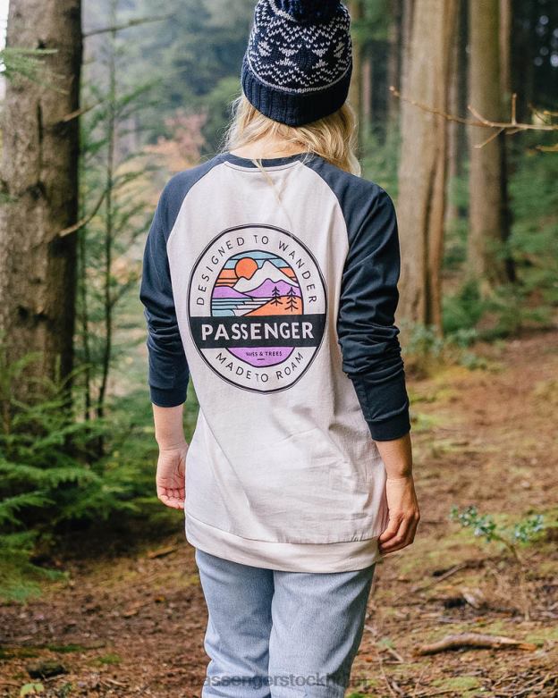 Passenger wilds återvunnen bomull oversized ls t-shirt djup marinblå D422J869 djup marin