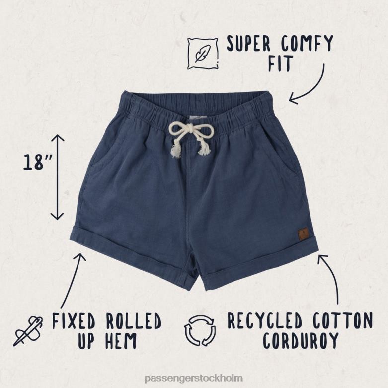Passenger santosa återvunna sladdshorts blå glas D422J906 blått glas