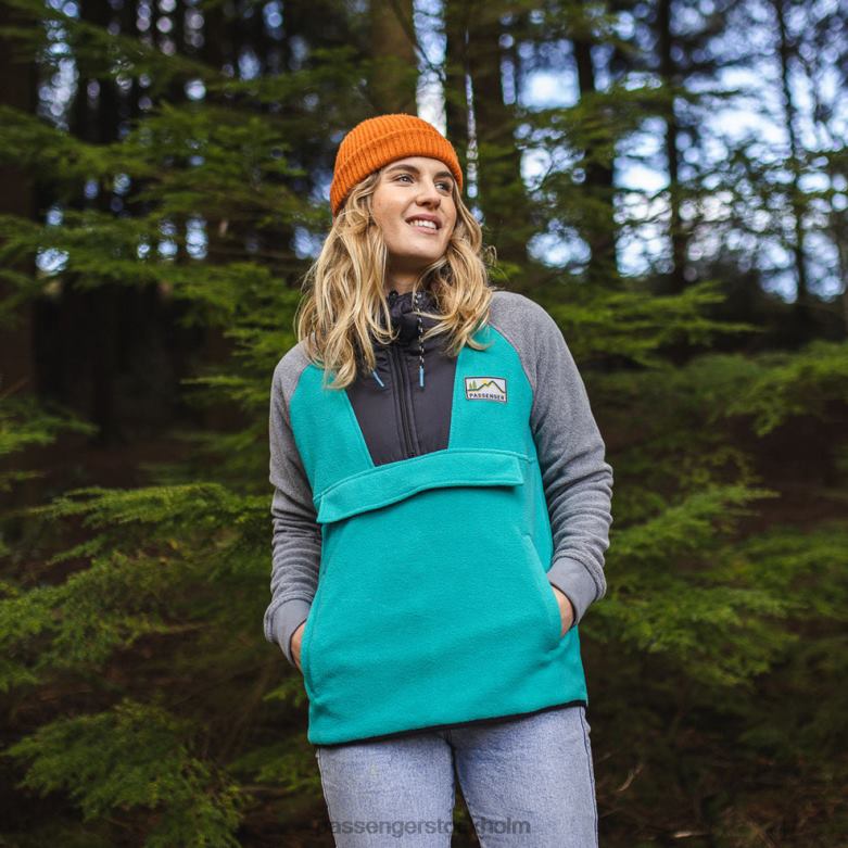 Passenger alexander huva 1/2 dragkedja återvunnen polar fleece viridian grön D422J702 viridian grön