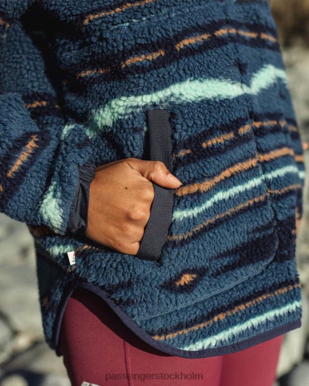 Passenger beaumont återvunnen sherpa fleece blå korall geomönster D422J673 blå korall geomönster