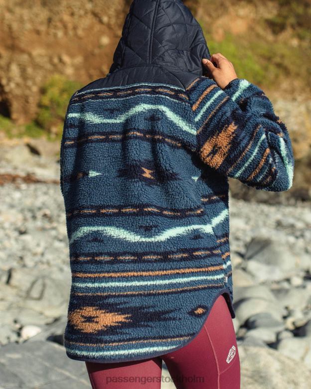 Passenger beaumont återvunnen sherpa fleece blå korall geomönster D422J673 blå korall geomönster