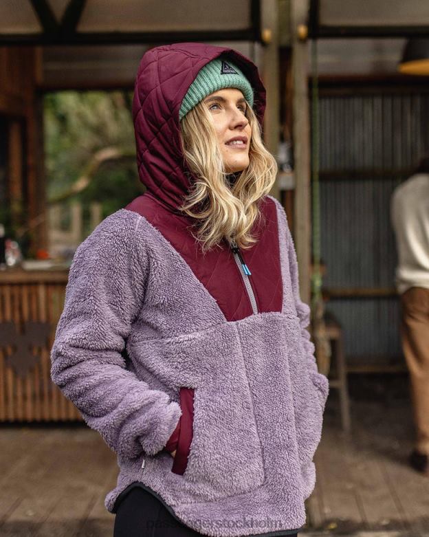 Passenger beaumont återvunnen sherpa luva fleece dammig lila D422J676 dammig lila