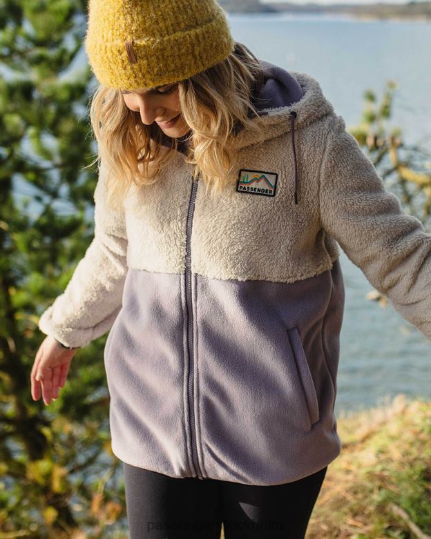 Passenger inbäddad återvunnen sherpa luva fleece dammig lila D422J667 dammig lila