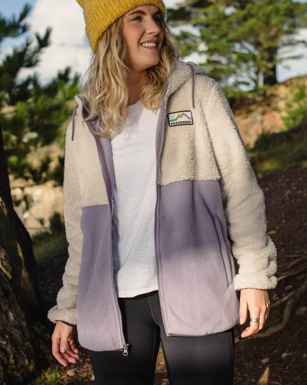 Passenger inbäddad återvunnen sherpa luva fleece dammig lila D422J667 dammig lila