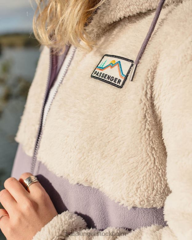 Passenger inbäddad återvunnen sherpa luva fleece dammig lila D422J667 dammig lila