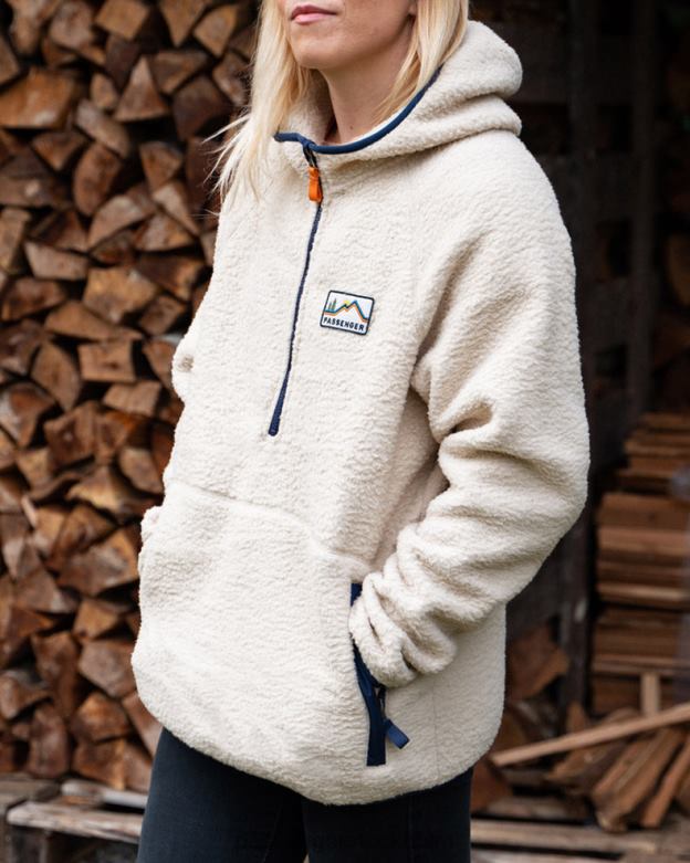 Passenger maine hooded återvunnen sherpa fleece havregryn D422J655 gröt