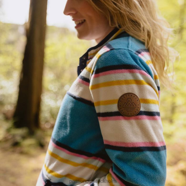 Passenger pil återvunnen polar fleece tröja mjuk kobolt mix up rand D422J690 mjuk kobolt mix up rand