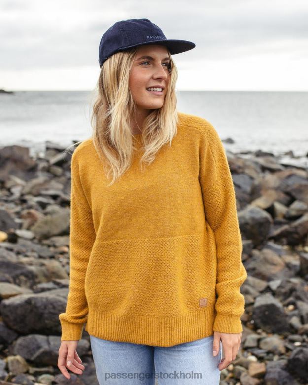 Passenger Cove återvunnen stickad tröja bärnstensgul D422J826 bärnstensguld