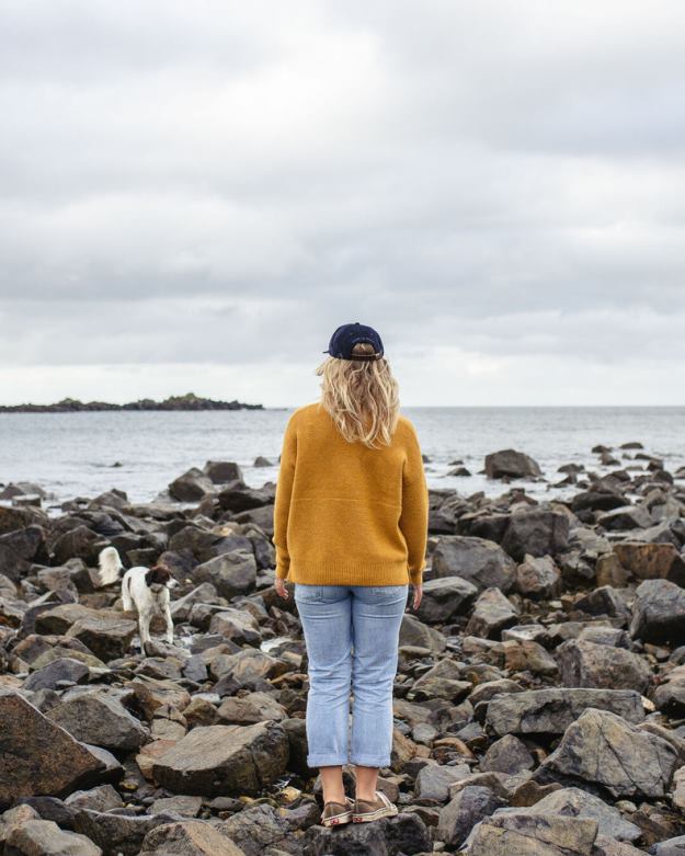 Passenger Cove återvunnen stickad tröja bärnstensgul D422J826 bärnstensguld