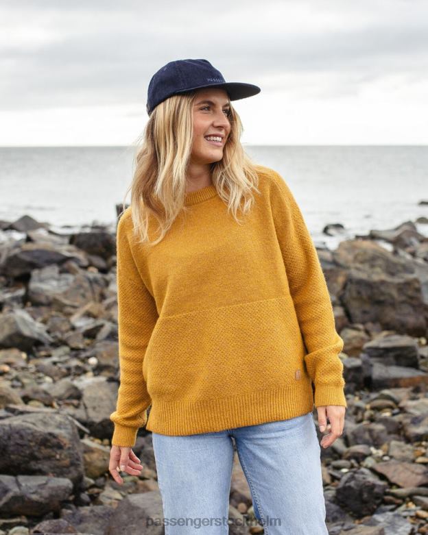 Passenger Cove återvunnen stickad tröja bärnstensgul D422J826 bärnstensguld