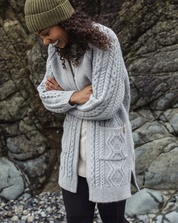 Passenger seaboard stickad cardigan ljusgrå märgel D422J823 ljusgrå märgel
