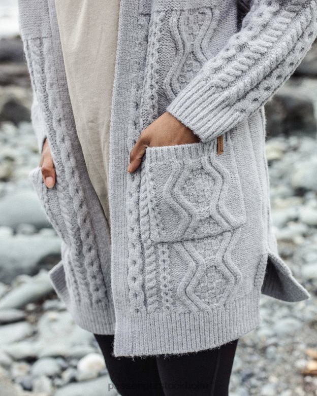 Passenger seaboard stickad cardigan ljusgrå märgel D422J823 ljusgrå märgel