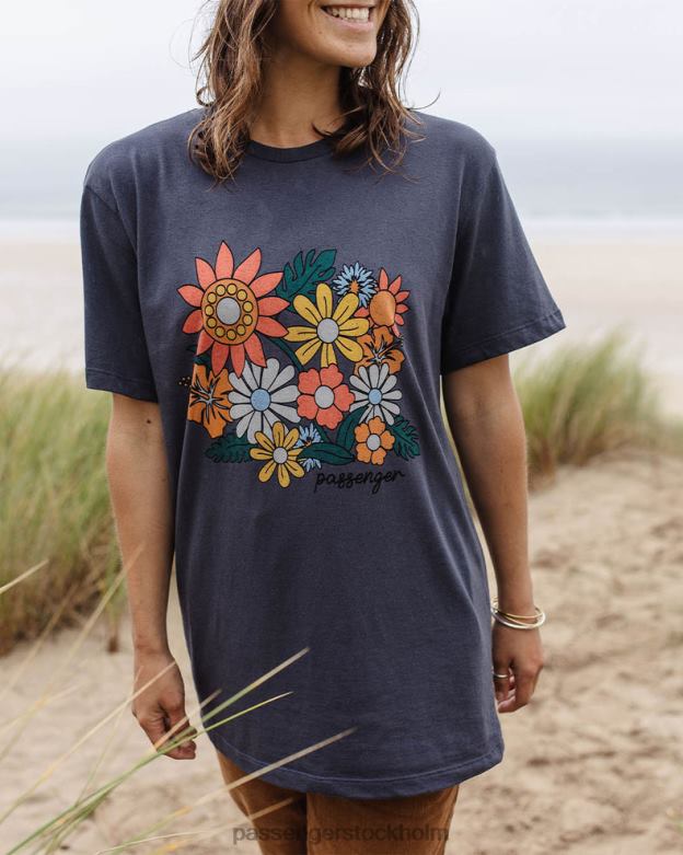 Passenger blommig blommig återvunnen bomull oversized t-shirt kol D422J990 träkol