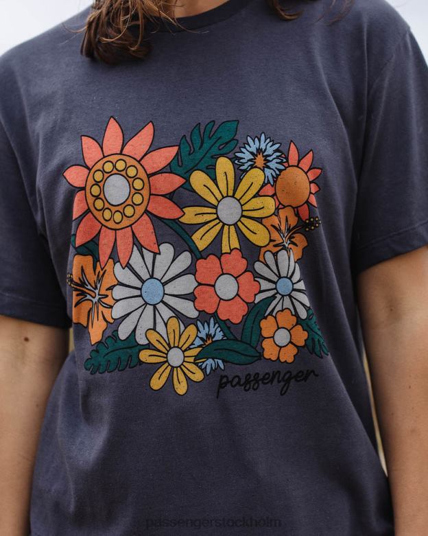 Passenger blommig blommig återvunnen bomull oversized t-shirt kol D422J990 träkol