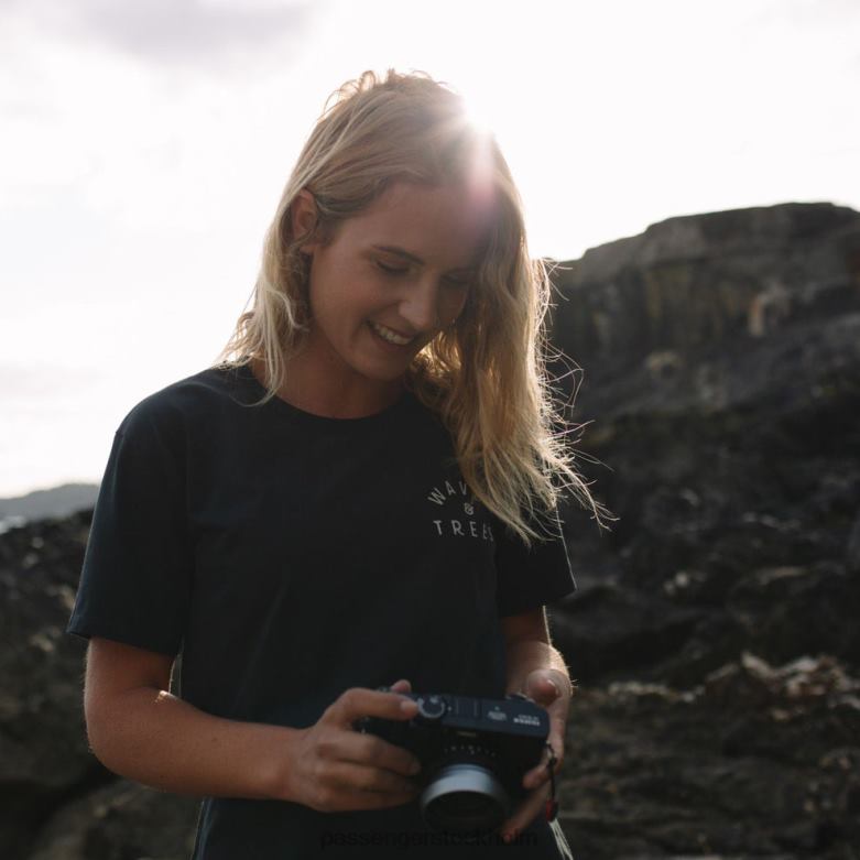 Passenger penida t-shirt i återvunnen bomull blekt svart D422J997 blekt svart