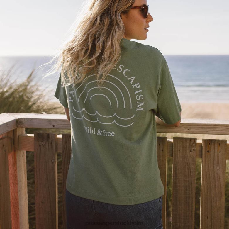 Passenger regnbåge återvunnen bomull t-shirt mörk murgröna D422J1013 mörk murgröna