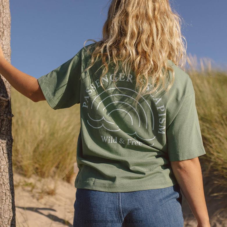 Passenger regnbåge återvunnen bomull t-shirt mörk murgröna D422J1013 mörk murgröna