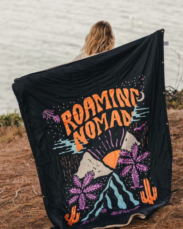 Passenger nomadiskt återvunnen sherpafilt roamingtryck svart D422J1121 roaming tryck svart