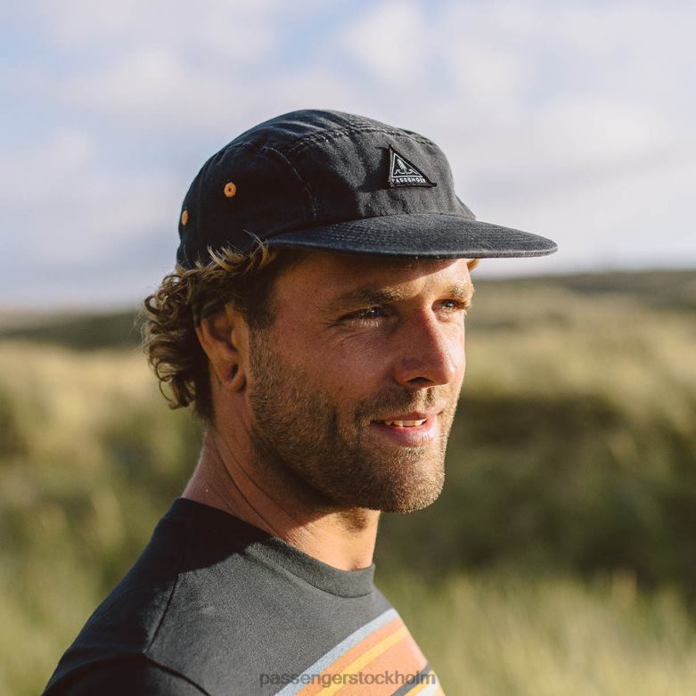 Passenger fixie återvunnen bomull 5 panel keps blekt svart D422J468 blekt svart