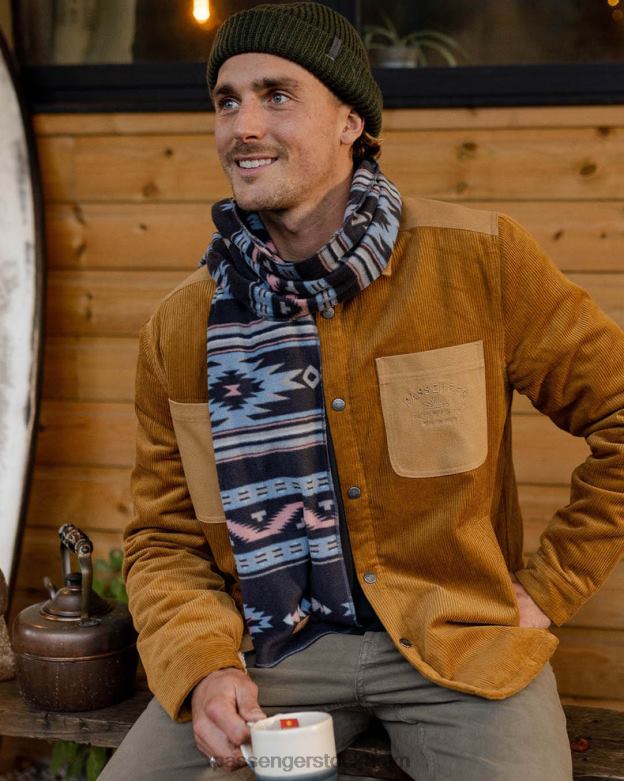 Passenger lägereld återvunnen polar fleece halsduk djup marin vintage geo D422J484 djup marin vintage geo